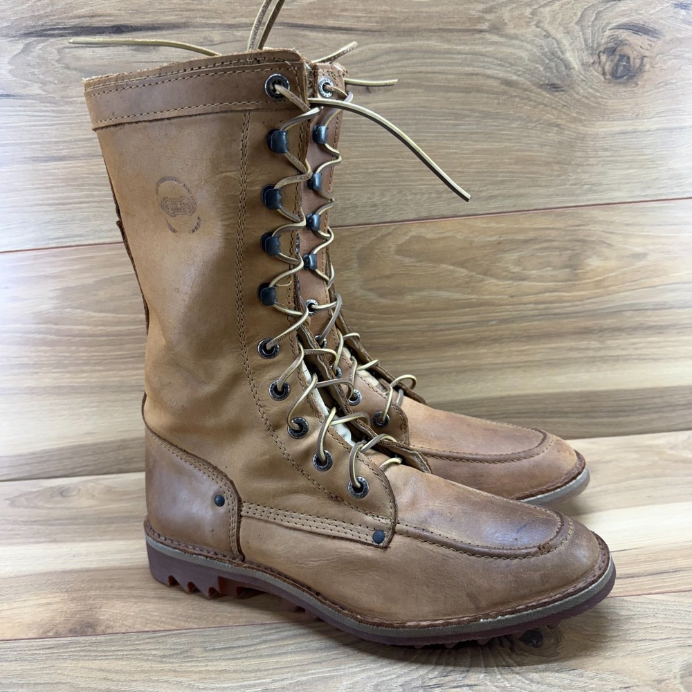 LOBLAN Heritage Moc Toe Boots Mens 9 EU 43 Tan Leather Lace Up Hunting Outdoors - Picture 2 of 11